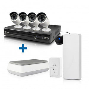 NVR8-7300 8 Channel 3MP Network Video Recorder with 4 x NHD-815 3MP Cameras + SwannOne Smart Plug, Hub & Indoor Siren SWO-873MIX